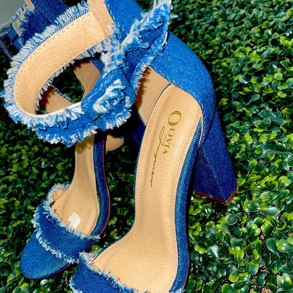 denim block heel